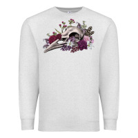 Oatmeal Heather Boho floral raven skull Premium Sweatshirt - RanaPortraitStore