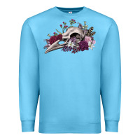 Ocean Blue Boho floral raven skull Premium Sweatshirt - RanaPortraitStore