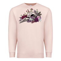 Pale Pink Boho floral raven skull Premium Sweatshirt - RanaPortraitStore
