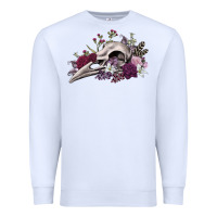 White Boho floral raven skull Premium Sweatshirt - RanaPortraitStore