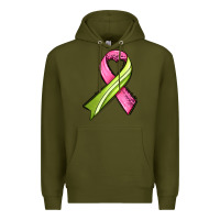 Army Green breast cancer sport ribbons Premium Hoodie - AdoDesignShop