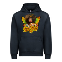 Navy butterfly afro woman juneteenth Urban Hoodie - AdoDesignShop