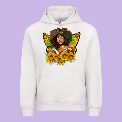 Butterfly Afro Woman Juneteenth Urban Hoodie Designed By Adodesignshop