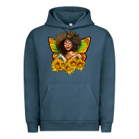 Pigment Midnight Navy butterfly afro woman juneteenth Urban Hoodie - AdoDesignShop