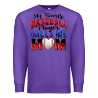 Purple my favorite baseball player calls me mom Premium Sweatshirt - Zillion Design Studio
