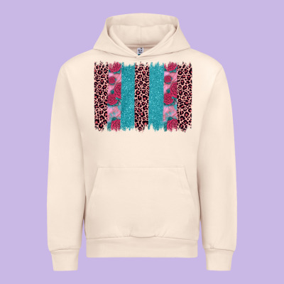 Valentines Day Leopard Rose Glitter Brush Stoke Urban Hoodie Designed By Jahusdesignshop