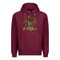Burgundy oh deer Christmas Premium Hoodie - BundleAndBundleShop