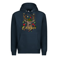 Navy oh deer Christmas Premium Hoodie - BundleAndBundleShop