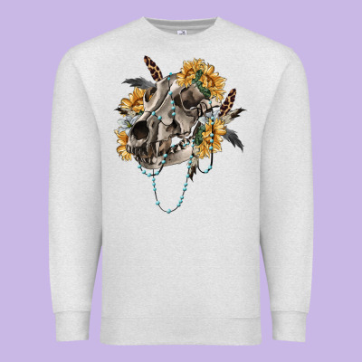 Premium Sweatshirt Boho wolf skull