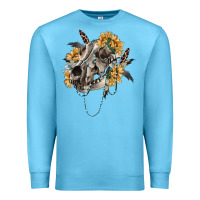 Ocean Blue Boho wolf skull Premium Sweatshirt - RanaPortraitStore