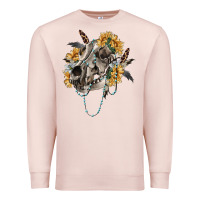 Pale Pink Boho wolf skull Premium Sweatshirt - RanaPortraitStore