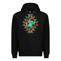 Black aztec leopard turquoise sunflower Premium Hoodie - JahusDesignShop