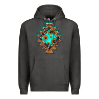 Charcoal Heather aztec leopard turquoise sunflower Premium Hoodie - JahusDesignShop