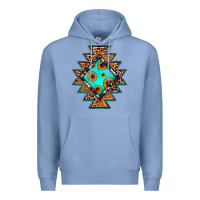 Colony Blue aztec leopard turquoise sunflower Premium Hoodie - JahusDesignShop