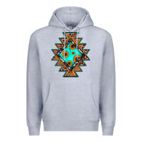 Heather Grey aztec leopard turquoise sunflower Premium Hoodie - JahusDesignShop