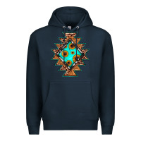 Navy aztec leopard turquoise sunflower Premium Hoodie - JahusDesignShop