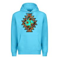 Ocean Blue aztec leopard turquoise sunflower Premium Hoodie - JahusDesignShop