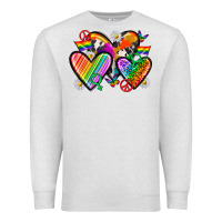 Oatmeal Heather pride hearts Premium Sweatshirt - texasbilliewilder