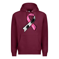Burgundy breast cancer sport ribbons Premium Hoodie - AdoDesignShop