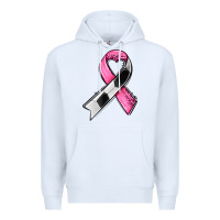 White breast cancer sport ribbons Premium Hoodie - AdoDesignShop
