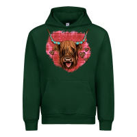 Forest Green highland cow valentines Urban Hoodie - JahusDesignShop
