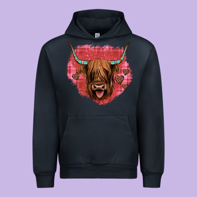 Highland Cow Valentines Urban Hoodie Designed By Jahusdesignshop