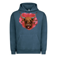 Pigment Midnight Navy highland cow valentines Urban Hoodie - JahusDesignShop