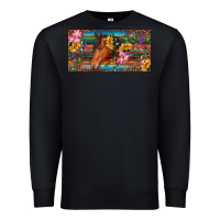 Black Brown horse with flowers and leopard Premium Sweatshirt - RanaPortraitStore