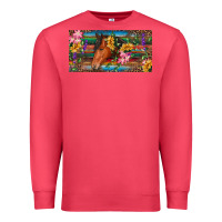 Cardinal Brown horse with flowers and leopard Premium Sweatshirt - RanaPortraitStore