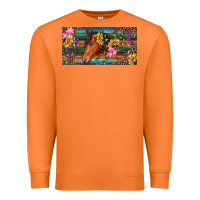 Carrot Brown horse with flowers and leopard Premium Sweatshirt - RanaPortraitStore