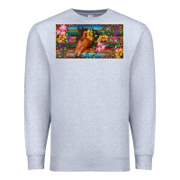 Heather Grey Brown horse with flowers and leopard Premium Sweatshirt - RanaPortraitStore