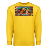 Lemon Brown horse with flowers and leopard Premium Sweatshirt - RanaPortraitStore
