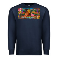Navy Brown horse with flowers and leopard Premium Sweatshirt - RanaPortraitStore