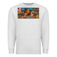 Brown Horse With Flowers And Leopard Premium Sweatshirt | Teevron