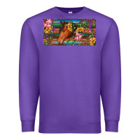 Purple Brown horse with flowers and leopard Premium Sweatshirt - RanaPortraitStore