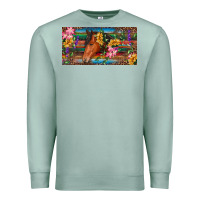 Seafoam Brown horse with flowers and leopard Premium Sweatshirt - RanaPortraitStore