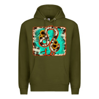 Army Green leo turquoise cowhide Premium Hoodie - RanaPortraitStore