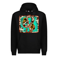 Black leo turquoise cowhide Premium Hoodie - RanaPortraitStore