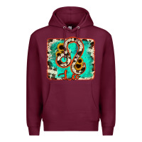 Burgundy leo turquoise cowhide Premium Hoodie - RanaPortraitStore