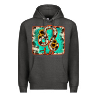 Charcoal Heather leo turquoise cowhide Premium Hoodie - RanaPortraitStore