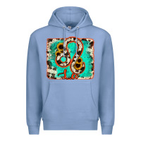 Colony Blue leo turquoise cowhide Premium Hoodie - RanaPortraitStore