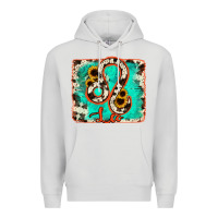 Dove Grey leo turquoise cowhide Premium Hoodie - RanaPortraitStore