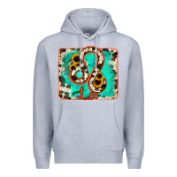 Heather Grey leo turquoise cowhide Premium Hoodie - RanaPortraitStore