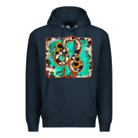 Navy leo turquoise cowhide Premium Hoodie - RanaPortraitStore