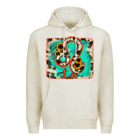 Oatmeal Heather leo turquoise cowhide Premium Hoodie - RanaPortraitStore