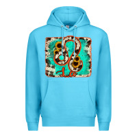 Ocean Blue leo turquoise cowhide Premium Hoodie - RanaPortraitStore