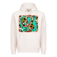 Pale Pink leo turquoise cowhide Premium Hoodie - RanaPortraitStore