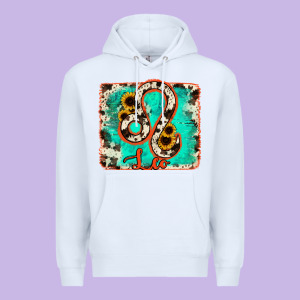 Leo Turquoise Cowhide Premium Hoodie Designed By Ranaportraitstore