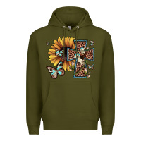 Army Green leopard cross sunflower butterfly Premium Hoodie - JahusDesignShop