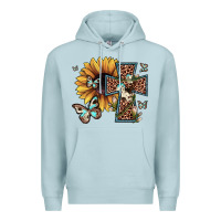 Blue Mist leopard cross sunflower butterfly Premium Hoodie - JahusDesignShop
